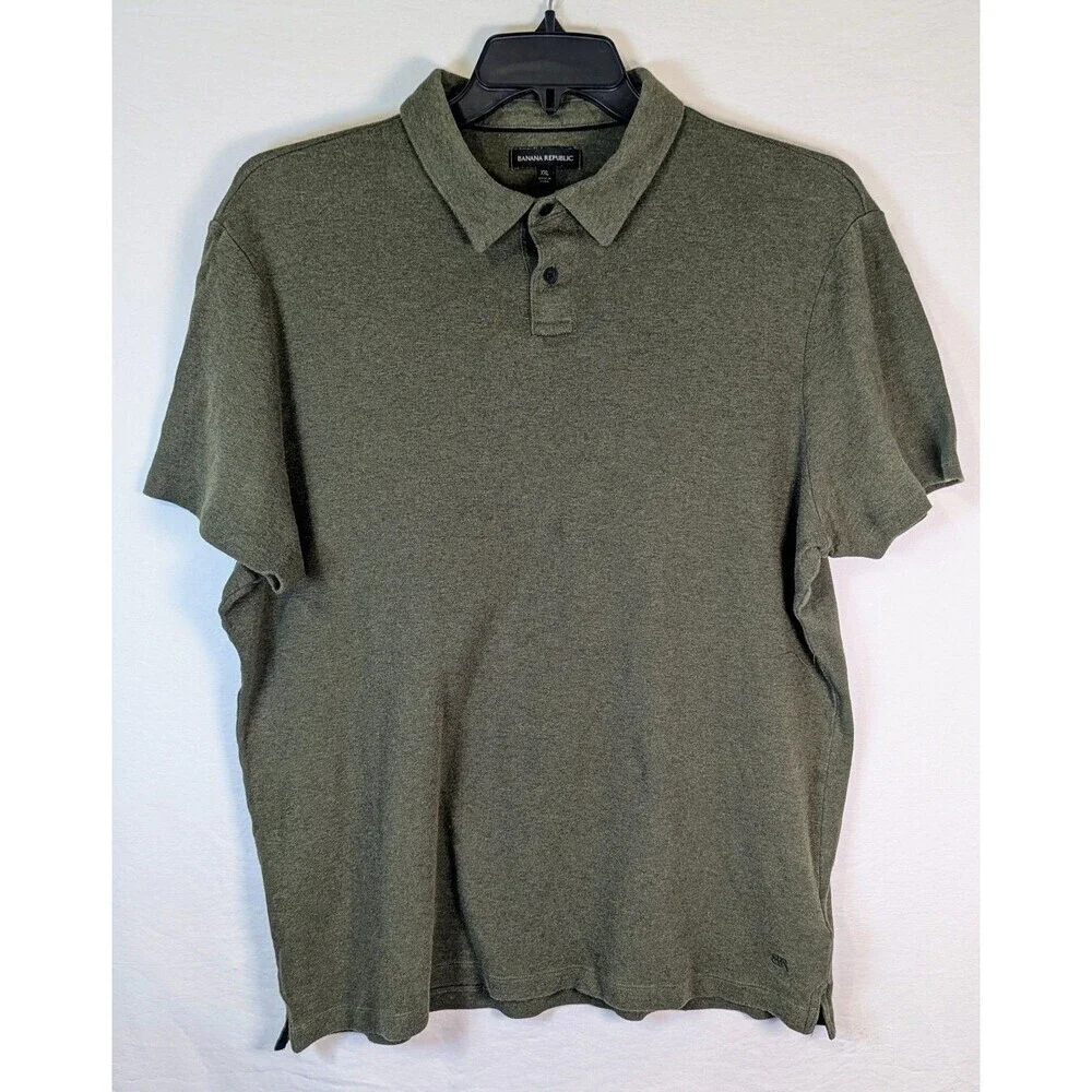 Banana Republic Shirt Mens Size XXL Green Short Sleeve Polo Cotton